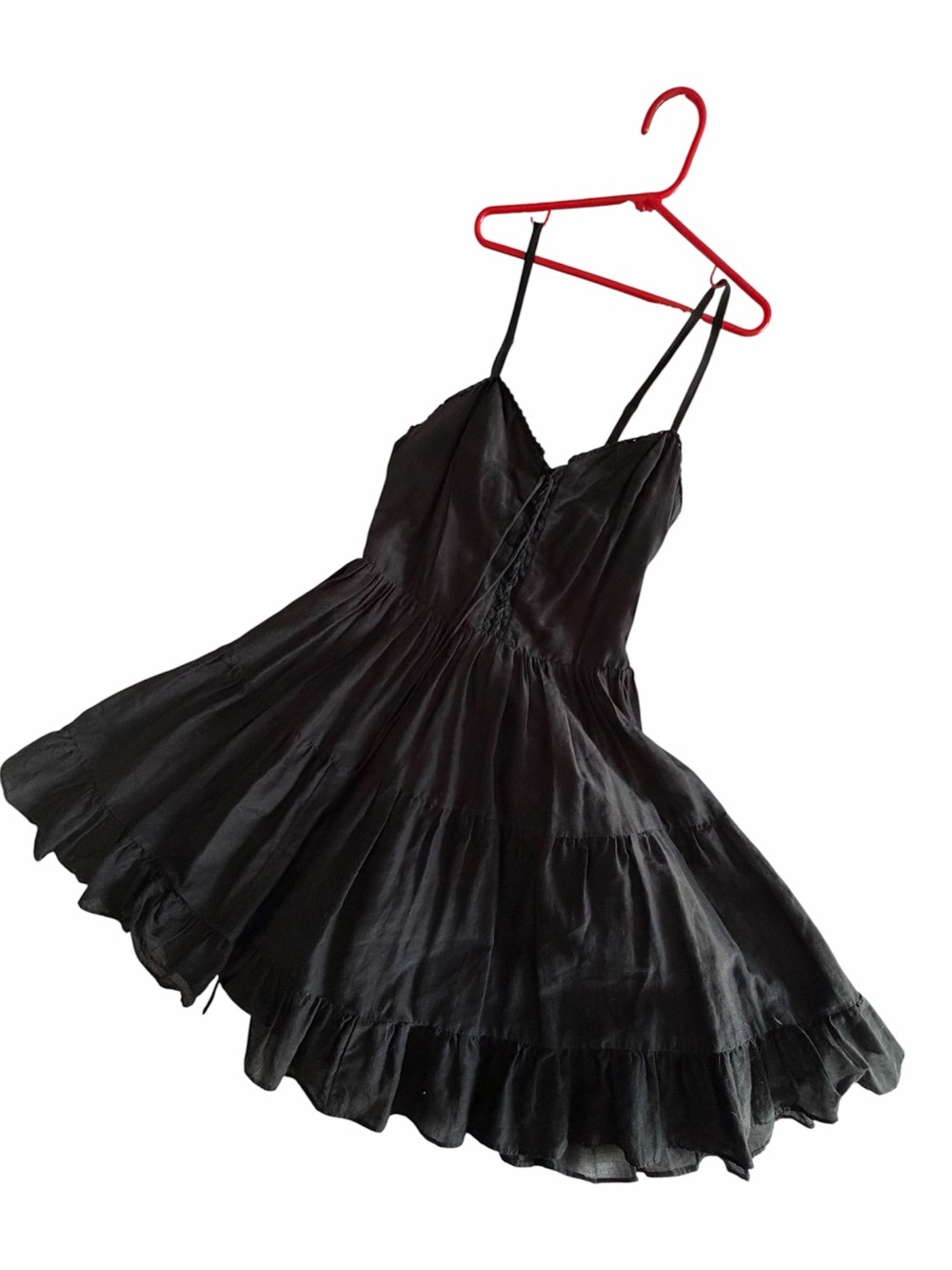 Forever 21 Black Spaghetti-Strap Tiered Mini Dress